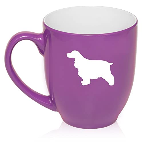 16 oz Large Bistro Mug Ceramic Coffee Tea Glass Cup Cocker Spaniel (Purple),MIP