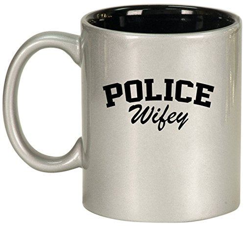 Ceramic Coffee Tea Mug Cup Police Wifey Wife (Silver)