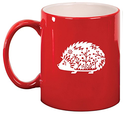 Ceramic Coffee Tea Mug Cup Fancy Hedgehog (Red)