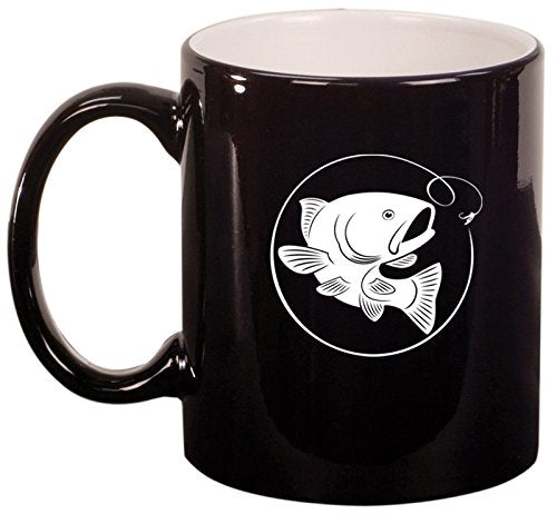 Ceramic Coffee Tea Mug Cup Fly Fishing (Black)