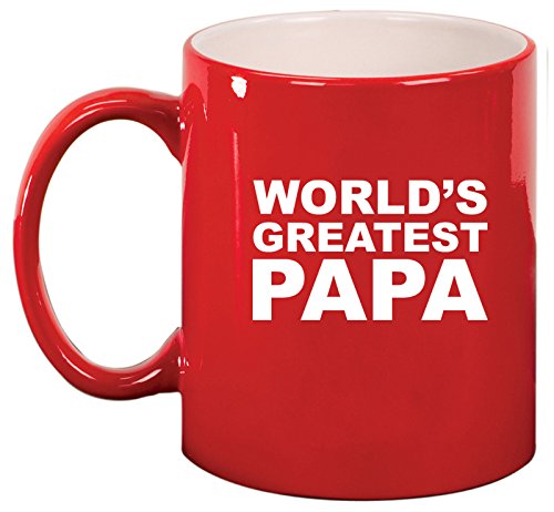 Ceramic Coffee Tea Mug Cup World's Greatest Papa (Red)
