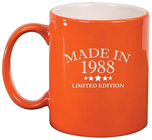Ceramic Coffee Tea Mug Cup Made In 1988 Birthday 30th Birthday (Orange)