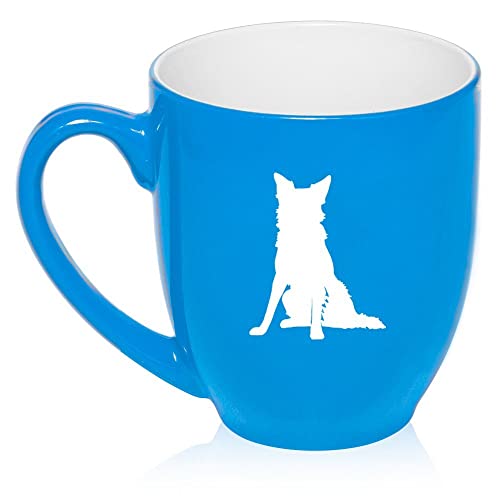 16 oz Large Bistro Mug Ceramic Coffee Tea Glass Cup Border Collie (Light Blue),MIP