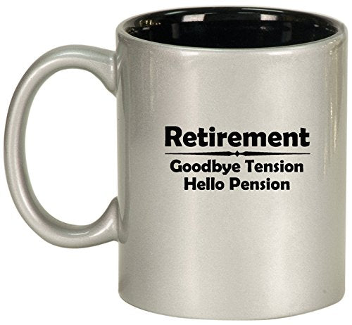 Ceramic Coffee Tea Mug Cup Retirement Pension (Silver)
