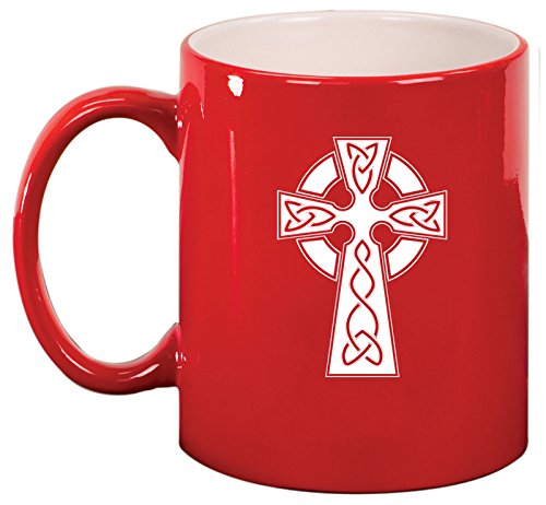 Ceramic Coffee Tea Mug Cup Celtic Cross (Red)