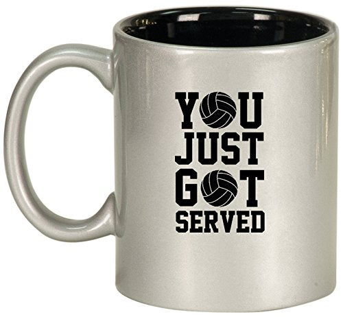 Ceramic Coffee Tea Mug You Just Got Served Volleyball (Silver)