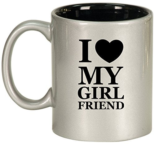 Ceramic Coffee Tea Mug I Love My Girlfriend (Silver)