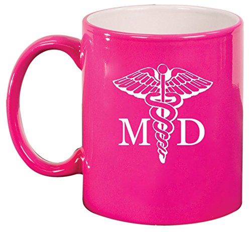 Ceramic Coffee Tea Mug Cup MD Medical Doctor (Pink)