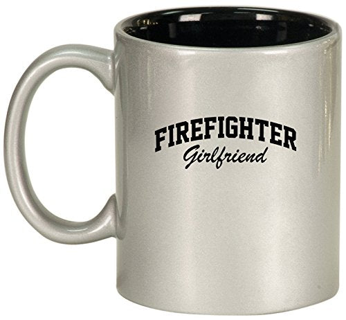 Ceramic Coffee Tea Mug Cup Firefighter Girlfriend (Silver)