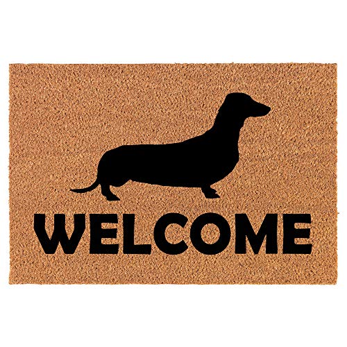 Coir Doormat Front Door Mat New Home Closing Housewarming Gift Welcome Dachshund (24" x 16" Small)