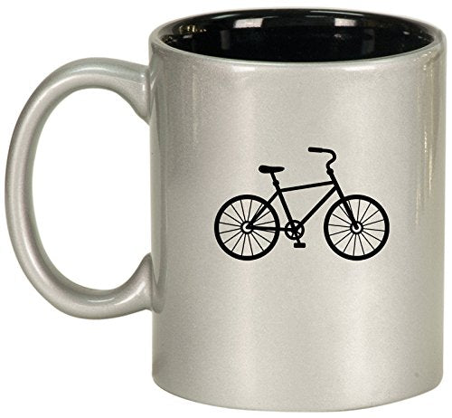 Ceramic Coffee Tea Mug Cup Bike Bicycle (Silver)