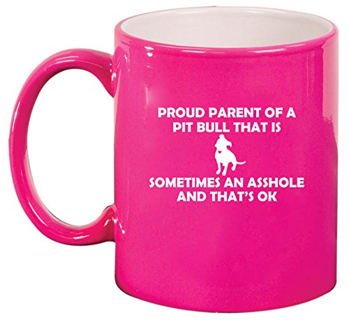 Ceramic Coffee Tea Mug Cup Proud Parent Pit Bull (Pink)