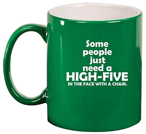 Ceramic Coffee Tea Mug Cup People Need High-fives Funny (Green)