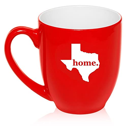 16 oz Large Bistro Mug Ceramic Coffee Tea Glass Cup Texas Home (Red),MIP