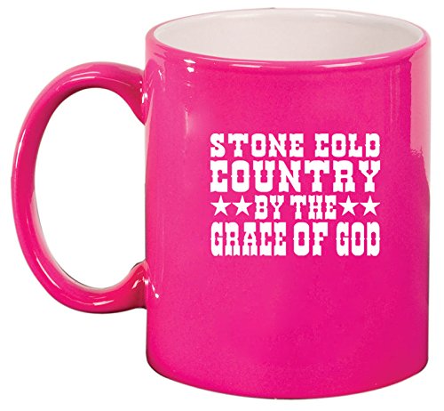 Ceramic Coffee Tea Mug Stone Cold Country (Hot Pink)