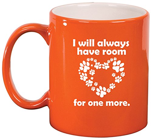 Ceramic Coffee Tea Mug Cup Room for One More Dog Cat Animal Paw Print (Orange)