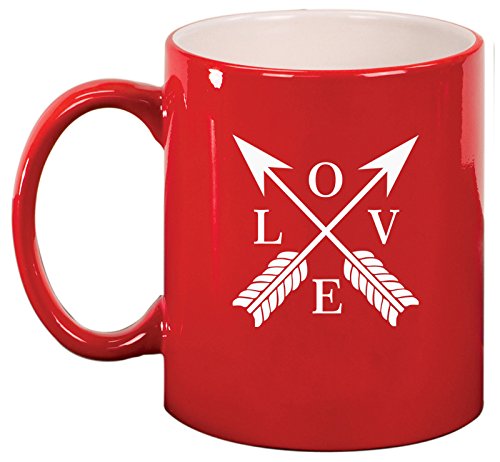 Ceramic Coffee Tea Mug Cup Love Arrows (Red)