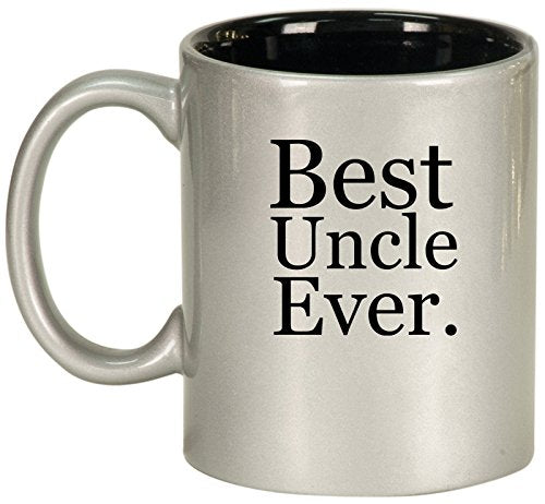 Ceramic Coffee Tea Mug Cup Best Uncle Ever (Silver)