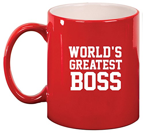 Ceramic Coffee Tea Mug Cup World's Greatest Boss (Red)