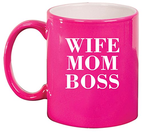 Ceramic Coffee Tea Mug Cup Wife Mom Boss (Pink)