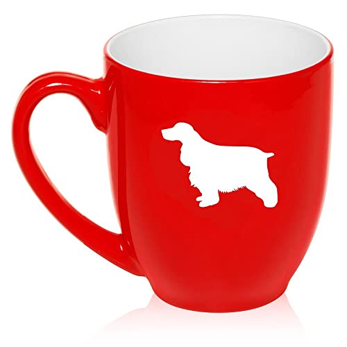16 oz Large Bistro Mug Ceramic Coffee Tea Glass Cup Cocker Spaniel (Red),MIP