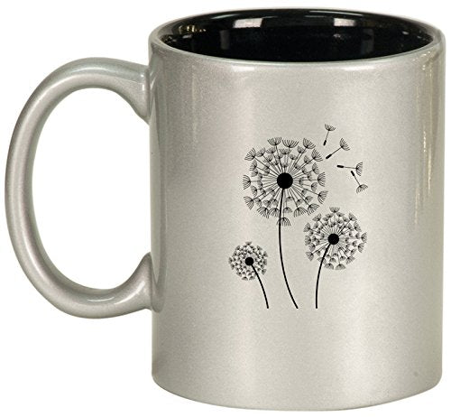 Ceramic Coffee Tea Mug Cup Dandelions (Silver)