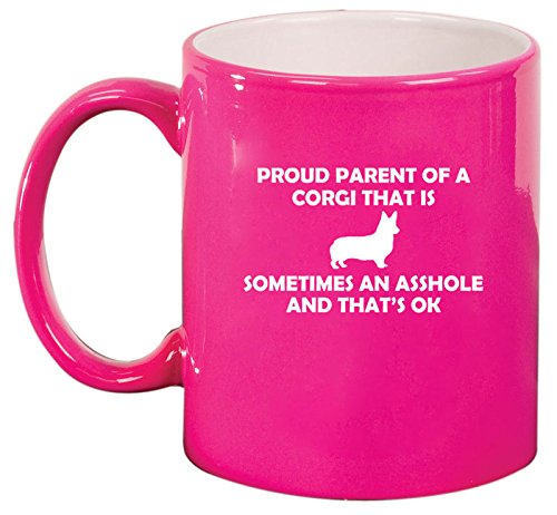 Ceramic Coffee Tea Mug Cup Proud Parent Corgi (Pink)