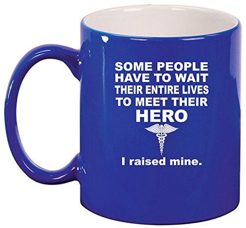 Ceramic Coffee Tea Mug Cup Hero Mom Dad - Nurse EMT Doctor Medical (Blue)