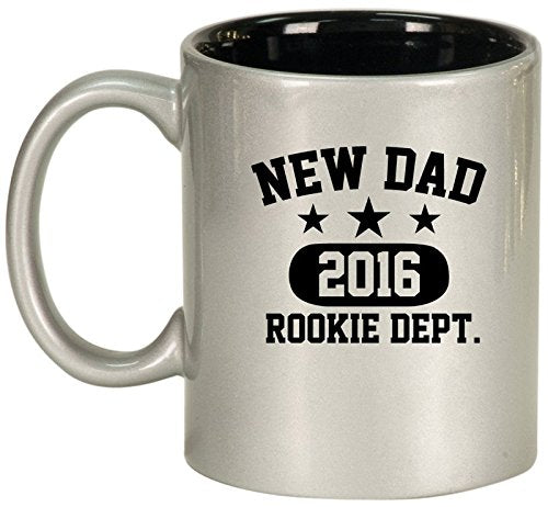 Ceramic Coffee Tea Mug Cup New Dad 2016 Father Rookie Dept (Silver)
