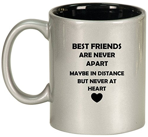 Ceramic Coffee Tea Mug Cup Best Friends Long Distance Love (Silver)