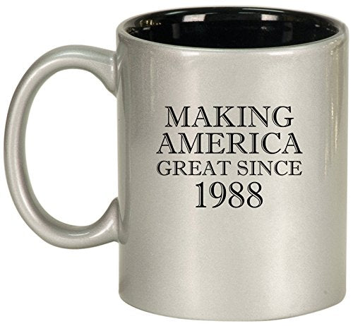 Ceramic Coffee Tea Mug Cup Making America Great Since 1988 30th Birthday (Silver)