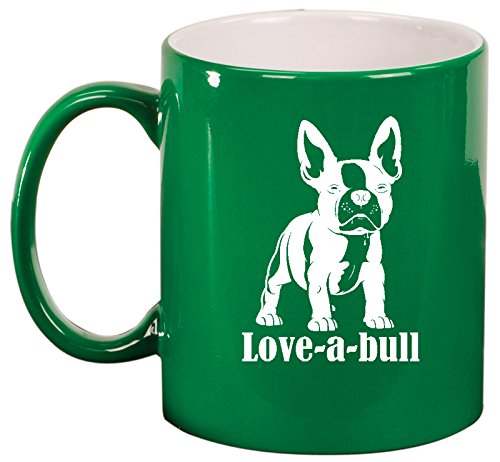 Ceramic Coffee Tea Mug Cup Love-a-bull French Bulldog (Green)