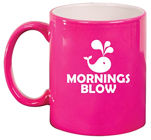 Ceramic Coffee Tea Mug Cup Mornings Blow Funny Whale (Pink)