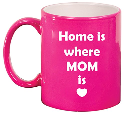 Ceramic Coffee Tea Mug Home Is Where Mom Is (Pink)