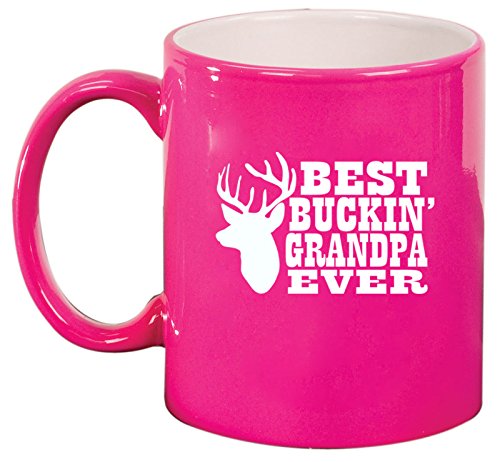 Ceramic Coffee Tea Mug Cup Best Buckin Grandpa Ever Grandfather Grandpa (Pink)