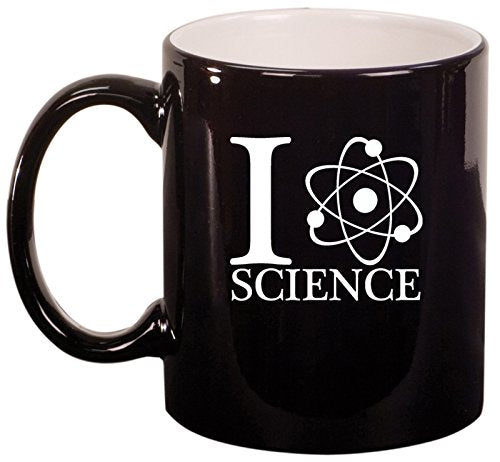 Ceramic Coffee Tea Mug Atoms I Love Science (Black)