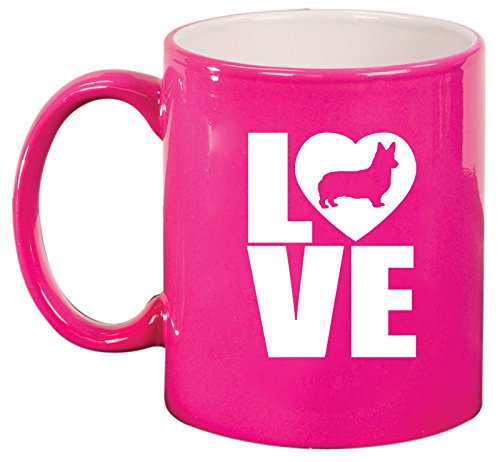 Ceramic Coffee Tea Mug Cup LOVE Corgi (Pink)