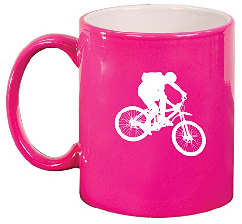 Ceramic Coffee Tea Mug Cup Mountain Biker Bike (Pink)