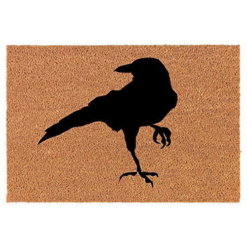 Coir Doormat Front Door Mat New Home Closing Housewarming Gift Crow Raven Blackbird (24" x 16" Small)