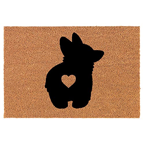 Coir Doormat Front Door Mat New Home Closing Housewarming Gift Corgi Butt (24" x 16" Small)