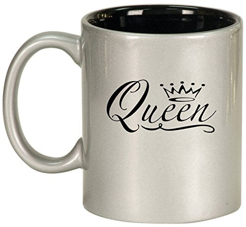 Ceramic Coffee Tea Mug Cup Queen Fancy (Silver)