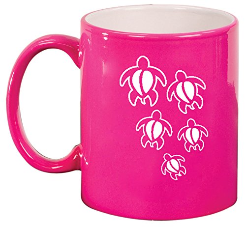 Ceramic Coffee Tea Mug Cup Swimming Turtles (Pink)