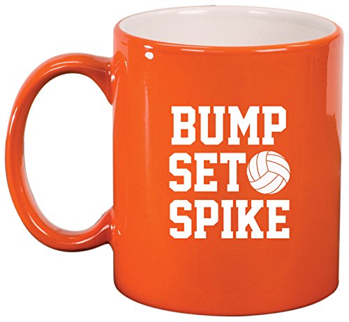 Ceramic Coffee Tea Mug Bump Set Spike Volleyball (Orange)