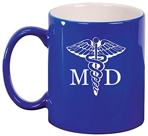 Ceramic Coffee Tea Mug Cup MD Medical Doctor (Blue)