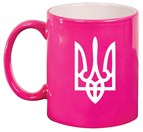 Ceramic Coffee Tea Mug Cup Ukraine Tryzub Trident (Pink)
