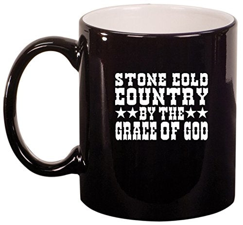 Ceramic Coffee Tea Mug Stone Cold Country (Black)