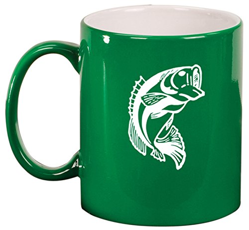 Ceramic Coffee Tea Mug Cup Bass Fish (Green)