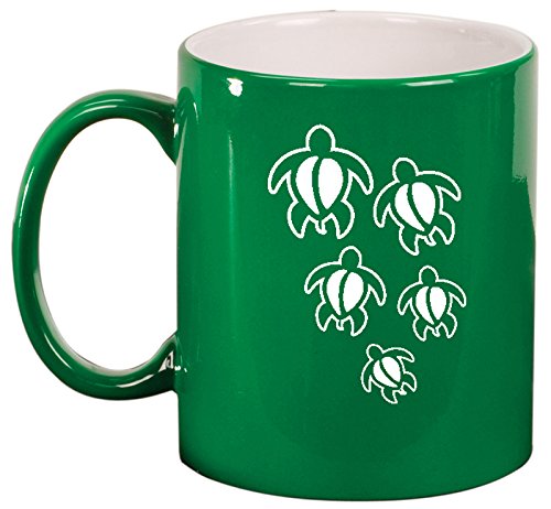 Ceramic Coffee Tea Mug Cup Swimming Turtles (Green)