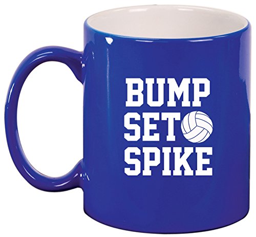 Ceramic Coffee Tea Mug Bump Set Spike Volleyball (Blue)