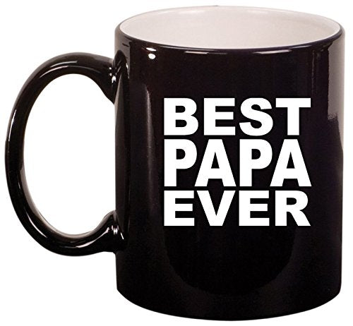 Ceramic Coffee Tea Mug Cup Best Papa Ever (Black)